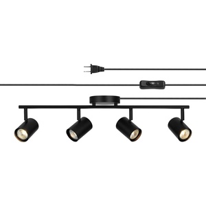 Globe Electric 64000047 22″ 4-Light Plug-in Track Lighting, Matte Black, Pivoting Heads, in-Line On/Off Switch, Minimalist Ceiling Light Fixture for Kitchen Island, Hallway, or Dining Room(Pratt (Black))