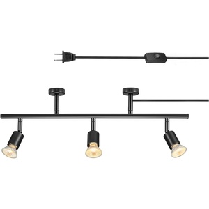 Globe Electric 64000047 22″ 4-Light Plug-in Track Lighting, Matte Black, Pivoting Heads, in-Line On/Off Switch, Minimalist Ceiling Light Fixture for Kitchen Island, Hallway, or Dining Room(Payton (Black))