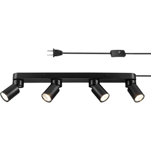 Globe Electric 64000047 22″ 4-Light Plug-in Track Lighting, Matte Black, Pivoting Heads, in-Line On/Off Switch, Minimalist Ceiling Light Fixture for Kitchen Island, Hallway, or Dining Room(Wells (Black))