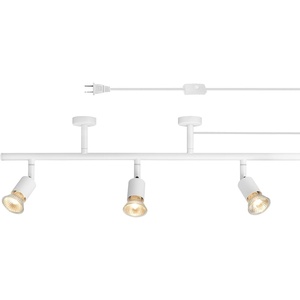 Globe Electric 64000047 22″ 4-Light Plug-in Track Lighting, Matte Black, Pivoting Heads, in-Line On/Off Switch, Minimalist Ceiling Light Fixture for Kitchen Island, Hallway, or Dining Room(Payton (White))