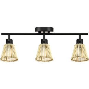 Globe Electric 64000050 28″ 4-Light Track Lighting, Matte White, Natural Twine Shades, Ceiling Light, Pivot Shade, Kitchen Lights, 4 Bulb Track-Light(Black  Bamboo)