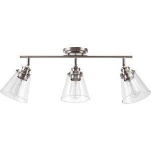 Globe Electric 64000050 28″ 4-Light Track Lighting, Matte White, Natural Twine Shades, Ceiling Light, Pivot Shade, Kitchen Lights, 4 Bulb Track-Light(Brushed Nickel)
