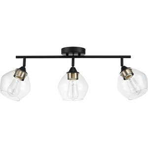 Globe Electric 64000050 28″ 4-Light Track Lighting, Matte White, Natural Twine Shades, Ceiling Light, Pivot Shade, Kitchen Lights, 4 Bulb Track-Light(Matte Black)