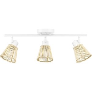Globe Electric 64000050 28″ 4-Light Track Lighting, Matte White, Natural Twine Shades, Ceiling Light, Pivot Shade, Kitchen Lights, 4 Bulb Track-Light(White  Bamboo)
