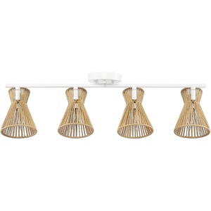 Globe Electric 64000050 28″ 4-Light Track Lighting, Matte White, Natural Twine Shades, Ceiling Light, Pivot Shade, Kitchen Lights, 4 Bulb Track-Light(White  Twine)