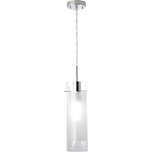 Globe Electric 64023 1-Light Pendant, Polished Chrome Finish, Clear Glass Shade with Frosted Glass Insert, Pendant Light Fixture, Adjustable Height, Light Fixture Ceiling Hanging, Bulb Not Included(Chrome)