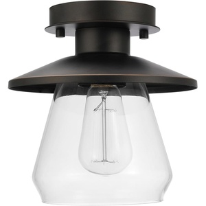Globe Electric 64846 1-Light Semi-Flush Mount Ceiling Light, Oil Rubbed Bronze, Clear Glass Shade, Bedroom Lighting Fixtures Ceiling, Dining Room Fixture, Lighting for Hallway or Dining Room(Oil-Rubbed Bronze)
