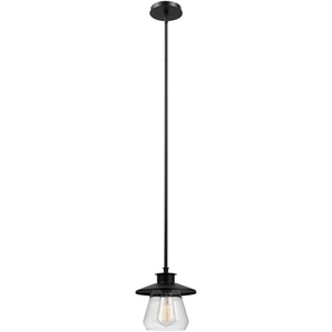 Globe Electric 64847 Nate 1-Light Pendant, Oil Rubbed Bronze, Clear Glass Shade(Oil Rubbed Bronze (1-Light))
