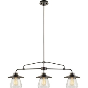 Globe Electric 64847 Nate 1-Light Pendant, Oil Rubbed Bronze, Clear Glass Shade(Oil Rubbed Bronze (3-Light))