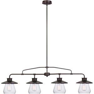 Globe Electric 64847 Nate 1-Light Pendant, Oil Rubbed Bronze, Clear Glass Shade(Oil Rubbed Bronze (4-Light))