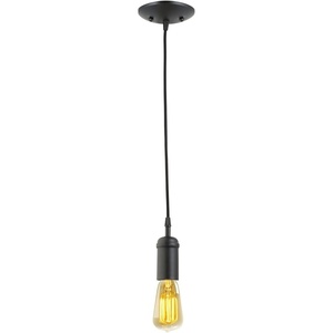 Globe Electric 64906 1-Light Pendant, Matte Black, Black Woven Fabric Cord, E26 Base Socket, Kitchen Island, Café, Decorative, Ceiling Hanging Light Fixture, Modern, Vintage, Bulb Not Included(Matte Black)
