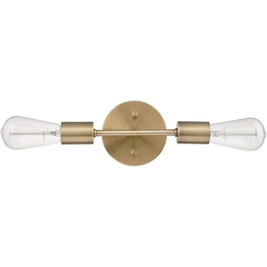 Globe Electric 65000044 2-Light Wall Sconce, Matte Black, Antique Brass Accent, E12 Base Sockets, Lights for Living Room, Home Decor, Lighting, Mounted Bedside Lamp(Matte Brass  Alexandria)