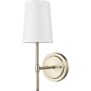 Globe Electric 65000132 Rechargeable Battery Wall Sconce, Integrated LED, Matte Black Finish, White Fabric Shade, 3-Step Touch Dimming, Timer, USB-C Charging, Wireless Modern Lighting(Matte Brass  White Shade)