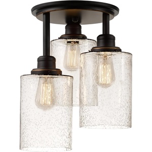 Globe Electric 65457 3-Light Flush Mount Ceiling Light, Matte Gold, Clear Glass Shades, Bedroom Lighting Fixtures Ceiling, Dining Room Fixture, Timeless Lighting for Hallway or Dining Room(Oil-Rubbed Bronze)
