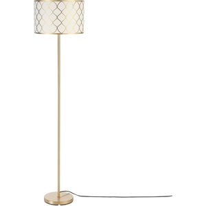 Globe Electric 65787 Kinsley 65″ Floor Lamp, Matte Brass, Metal Mesh Over Cotton Shade