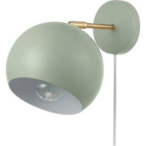 Globe Electric 65866 Willow 1-Light Plug-in or Hardwire Wall Sconce, Sage Green, Matte Brass Accent, Bulb Not Included