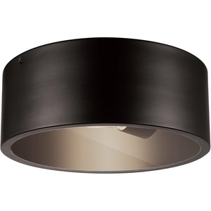 Globe Electric 66000038 18.5W LED Integrated Outdoor Indoor Flush Mount Ceiling Light Fixture, Matte White, Wood Toned Accent, Home Improvement, Front Porch Lighting(Bronze  Teagan)