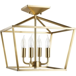 Globe Electric 66000072 4-Light Adjustable Socket Semi-Flush Mount Ceiling Light, Matte Black, Matte Brass Accents, Ceiling Light Fixture, Home Improvement, E26 Base, Pivot Joint, Exposed Socket(Brass)