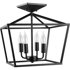 Globe Electric 66000072 4-Light Adjustable Socket Semi-Flush Mount Ceiling Light, Matte Black, Matte Brass Accents, Ceiling Light Fixture, Home Improvement, E26 Base, Pivot Joint, Exposed Socket(Brooklyn)