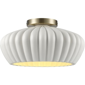 Globe Electric 66000076 1-Light Flush Mount Ceiling Light, Matte Black and White Opal Glass Dual Shade, Modern Lighting for Kitchen Island or Dining Room, Wall and Dimmer Switch Compatible(Brass  Cream Resin Shade)