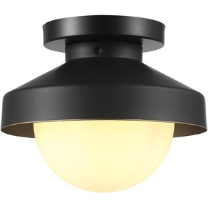 Globe Electric 66000076 1-Light Flush Mount Ceiling Light, Matte Black and White Opal Glass Dual Shade, Modern Lighting for Kitchen Island or Dining Room, Wall and Dimmer Switch Compatible(Satin Nickel  Alabaster Glass Shades)