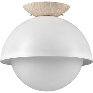 Globe Electric 66000076 1-Light Flush Mount Ceiling Light, Matte Black and White Opal Glass Dual Shade, Modern Lighting for Kitchen Island or Dining Room, Wall and Dimmer Switch Compatible(Matte Brass  Oswald)