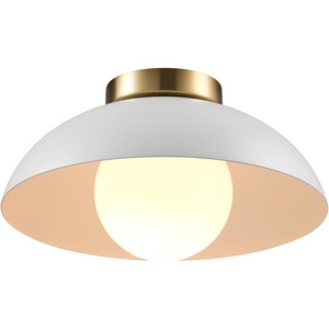Globe Electric 66000076 1-Light Flush Mount Ceiling Light, Matte Black and White Opal Glass Dual Shade, Modern Lighting for Kitchen Island or Dining Room, Wall and Dimmer Switch Compatible(Matte White  Opal Shade)