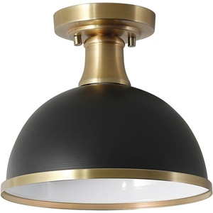 Globe Electric 66000076 1-Light Flush Mount Ceiling Light, Matte Black and White Opal Glass Dual Shade, Modern Lighting for Kitchen Island or Dining Room, Wall and Dimmer Switch Compatible(Matte Black)