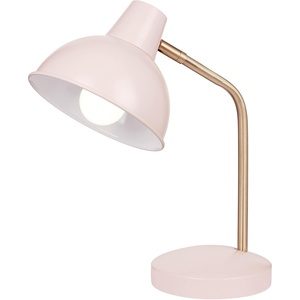 Globe Electric 67339 16 Inch Pink Desk Lamp with Gold Arm, in-Line On/Off Switch, Reading Light, Ideal for Bedroom, Dorm and Office(Matte Rose  Robin)