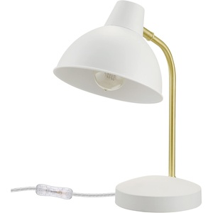 Globe Electric 67339 16 Inch Pink Desk Lamp with Gold Arm, in-Line On/Off Switch, Reading Light, Ideal for Bedroom, Dorm and Office(Matte White  Matte Gold)