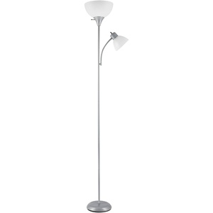 Globe Electric 677150 Elliott 72″ Floor Lamp, Silver, White Plastic Shade, On/Off Rotary Switch on Shade, Standing, Living Room Decor, Bedroom, Tall, Corner Light(Silver)
