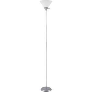 Globe Electric 677150 Elliott 72″ Floor Lamp, Silver, White Plastic Shade, On/Off Rotary Switch on Shade, Standing, Living Room Decor, Bedroom, Tall, Corner Light(Silver  Elliott)