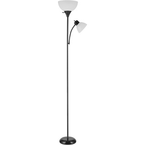 Globe Electric 677150 Elliott 72″ Floor Lamp, Silver, White Plastic Shade, On/Off Rotary Switch on Shade, Standing, Living Room Decor, Bedroom, Tall, Corner Light(Black)