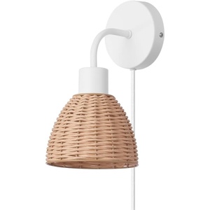 Globe Electric 91002780 Briar 11″ Tall Hardwired or Plug-in Wall Sconce – Matte White
