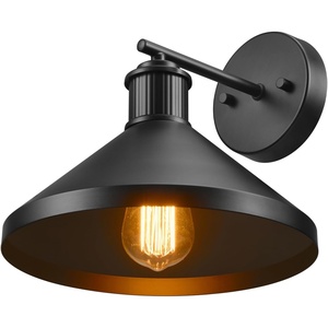 Globe Electric Modern Farmhouse Wall Sconce, Matte Black, 12 x 11 x 9 inches, Indoor/Outdoor, Kitchen, Porch Decor, 60W Bulb(Black  Harlo)