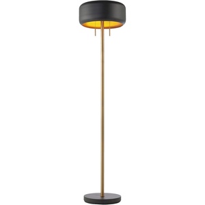 Globe Electric Novogratz x Globe Harrington 65″ Floor Lamp, 2-Tone Faux Wood Base, White Fabric Shade, Socket Rotary Switch 67225(Dark Gray)