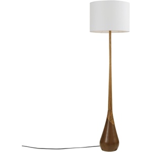 Globe Electric Novogratz x Globe Harrington 65″ Floor Lamp, 2-Tone Faux Wood Base, White Fabric Shade, Socket Rotary Switch 67225(Faux Wood)