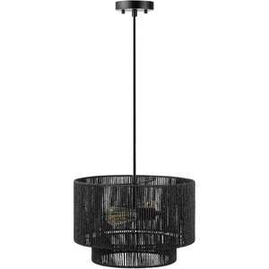 Globe Electric x Novogratz 44761 1-Light Outdoor Plug-in Pendant Lighting, Plastic Rattan Shade, Frosted Inner Layer, Bronze Hanging Cord and Chain, Ceiling Light, Indoor Compatible(Lulu)