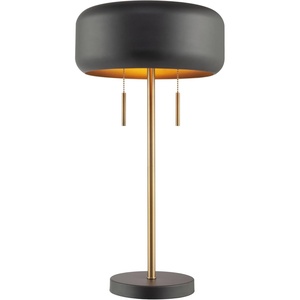 Globe Electric x Novogratz 67347 22″ 2-Light Table Lamp, Metallic Dark Gray, Dual Pull Chain Switch, Modern Lighting for Bedroom or Office, Ambient Home Decor, Nightstand Essential(Dark Gray)