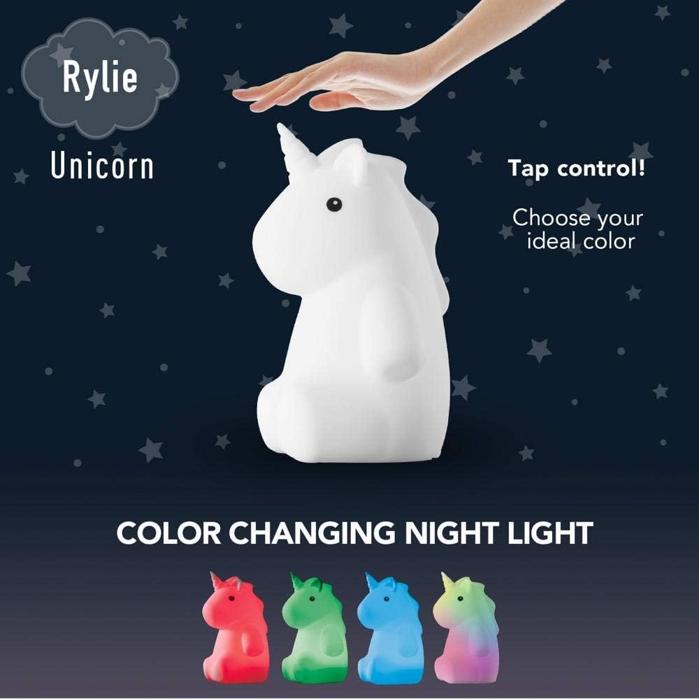 image:imageAdorable Multicolor Changing Integrated LED Rechargeable Silicone Night Light for Baby and Kids Rooms Rylie The Unicorn