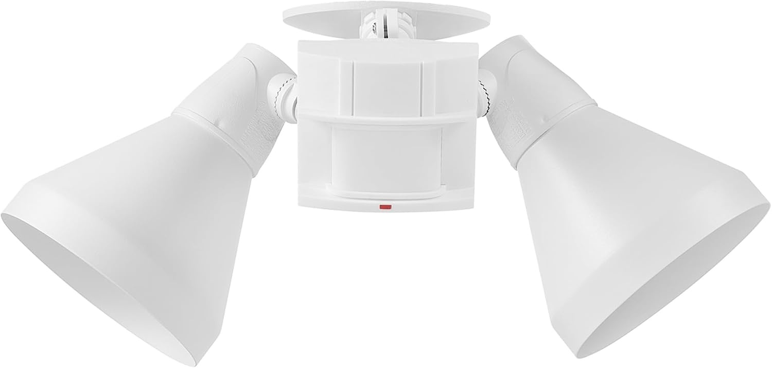 image:imageGLOBE 180Degree 240 W Twin Head White Hardwired Motion Sensor Security Flood Light MotionBright Spotlight Outdoor Outside House Lights