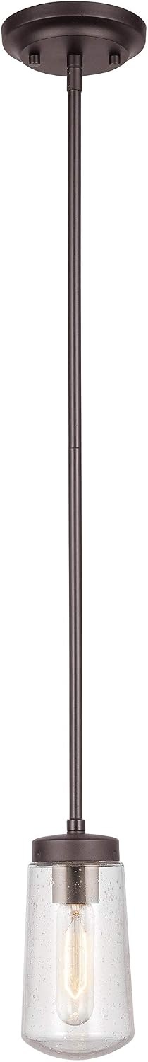 image:imageGLOBE Electric 44616 Tyson 1Light Outdoor Pendant Dark Bronze Clear Seeded Glass Shade Bulb IncludedBronze Tyson