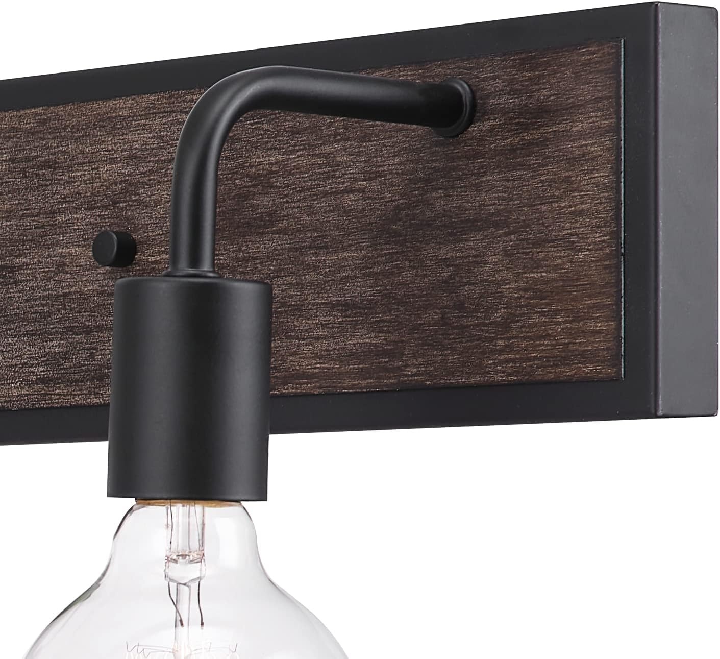 image:imageGLOBE Electric 51863 Auckland 5Piece AllinOne Bathroom Set Black Faux Wood 3Light Vanity Light with Seeded Glass Shades Towel Bar Towel Ring Robe Hook Toilet Paper Holder