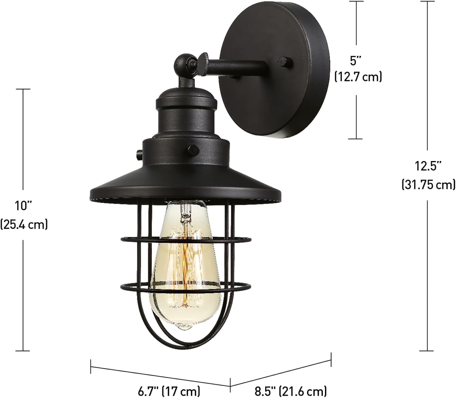 image:imageGLOBE Electric 59123 1Light Wall Sconce Dark Bronze Removable Cage Shade Wall Lighting Wall Lamp Dimmable Wall Lights for Bedroom Kitchen Sconces Wall Lighting Home Dcor Bulb Not IncludedDark Bronze