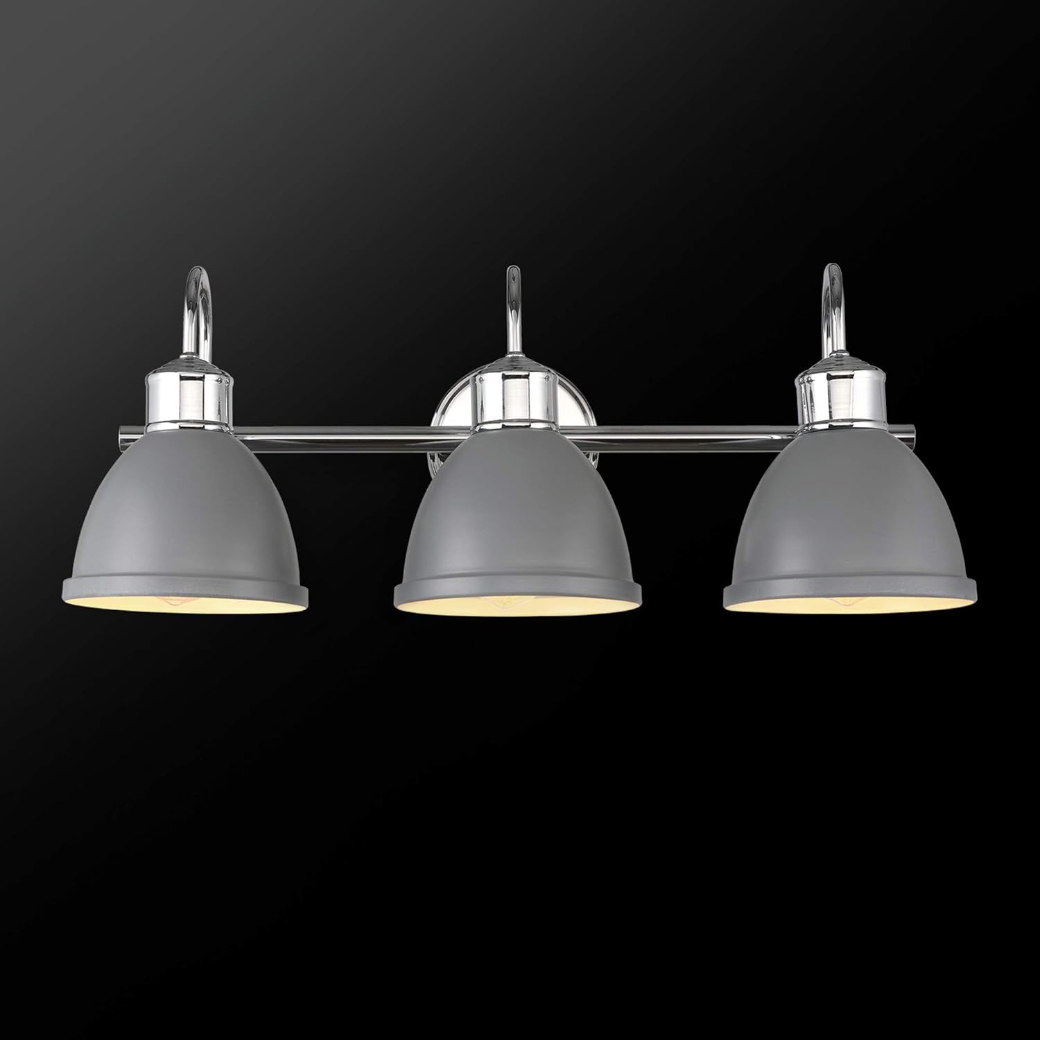 image:imageGLOBE Electric Sydney 5Piece Bathroom Set Matte Gray and Chrome 3Light Vanity Light Towel Bar Towel Ring Robe Hook Toilet Paper Holder