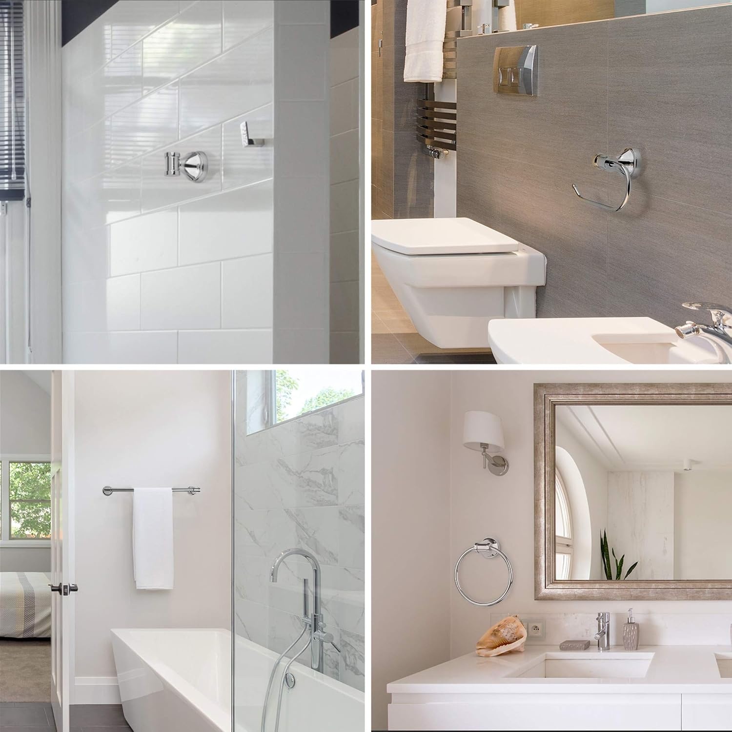 image:imageGLOBE Electric Sydney 5Piece Bathroom Set Matte Gray and Chrome 3Light Vanity Light Towel Bar Towel Ring Robe Hook Toilet Paper Holder