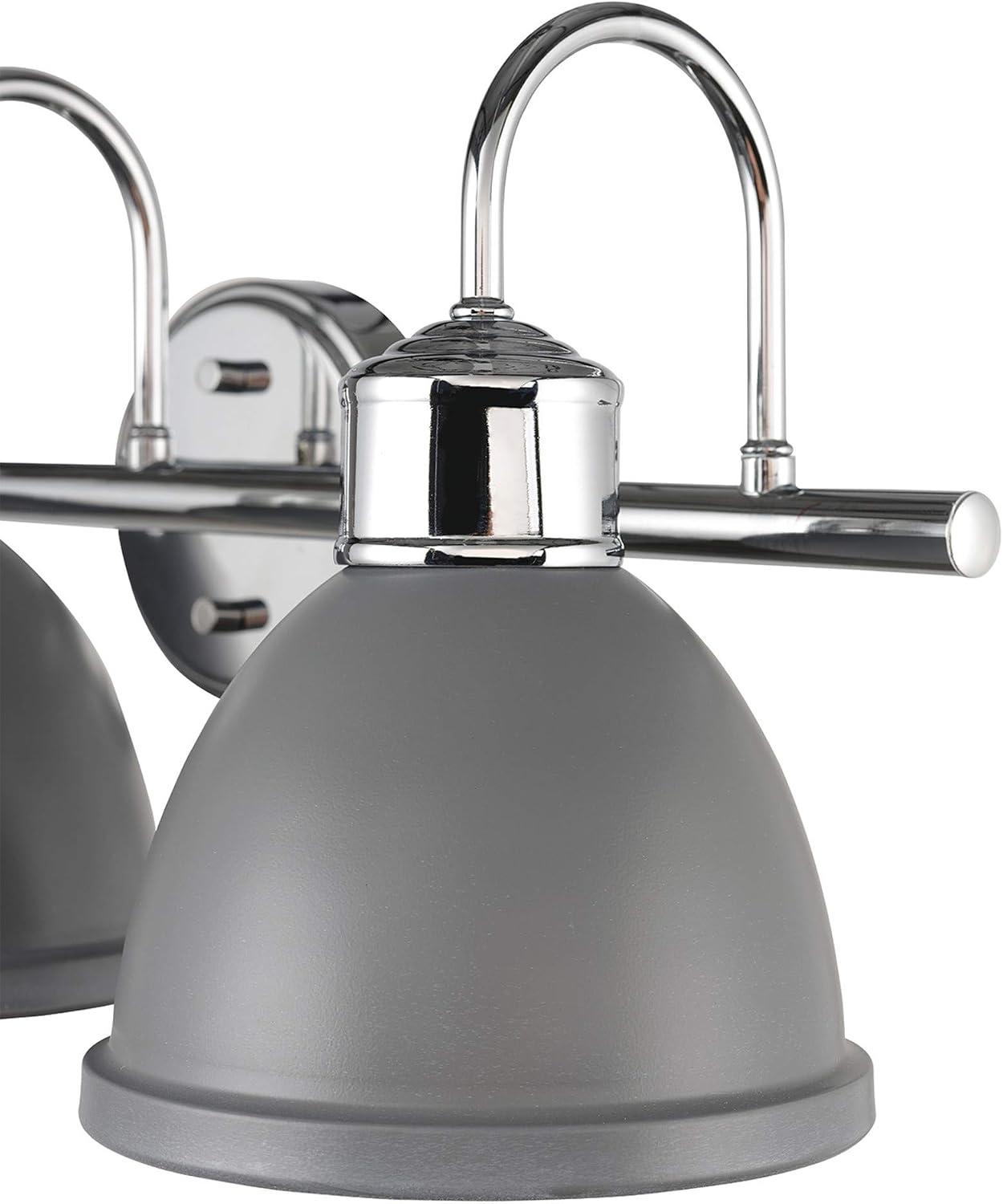 image:imageGLOBE Electric Sydney 5Piece Bathroom Set Matte Gray and Chrome 3Light Vanity Light Towel Bar Towel Ring Robe Hook Toilet Paper Holder