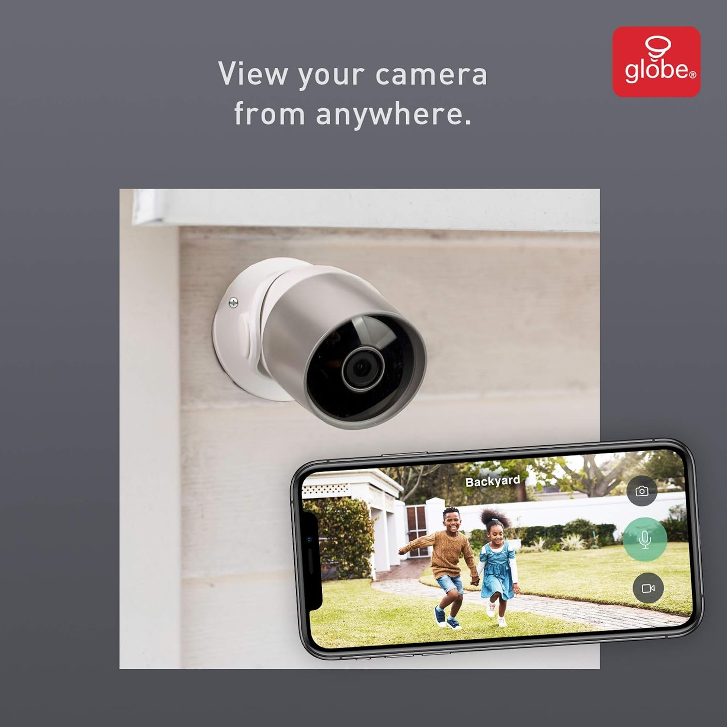 image:imageGLOBE Electric WiFi Smart IndoorOutdoor Security Camera No Hub Required Voice Activated 1080p Motion Detection 2Way Voice Night Vision Silver and White50108