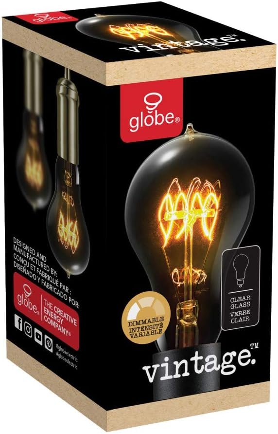 image:imageGlobe Electric 01325 60W Vintage Edison A19 Quad Loop Incandescent Filament Light Bulb E26 Base 245 Lumens Soft WhiteSoft White