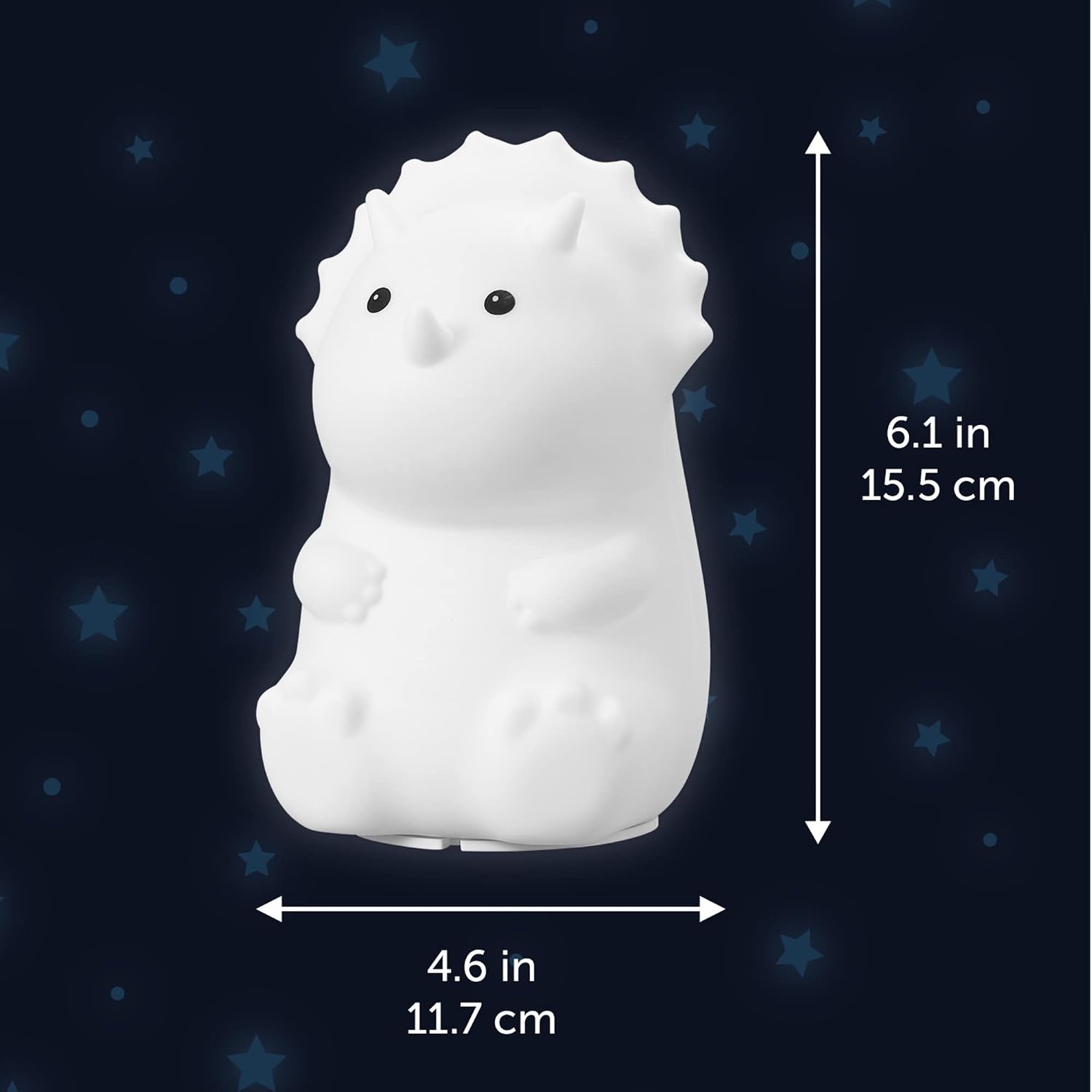 image:imageGlobe Electric 13849 Multicolor Changing LED Integrated Rechargeable Silicone Night Light Lion Tap Button Switch White Modern Lighting for Bedroom Nursery Playroom NightstandTerry Triceratops